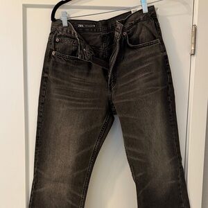 Zara Womens Charcoal High Rise Regular Jeans NTW